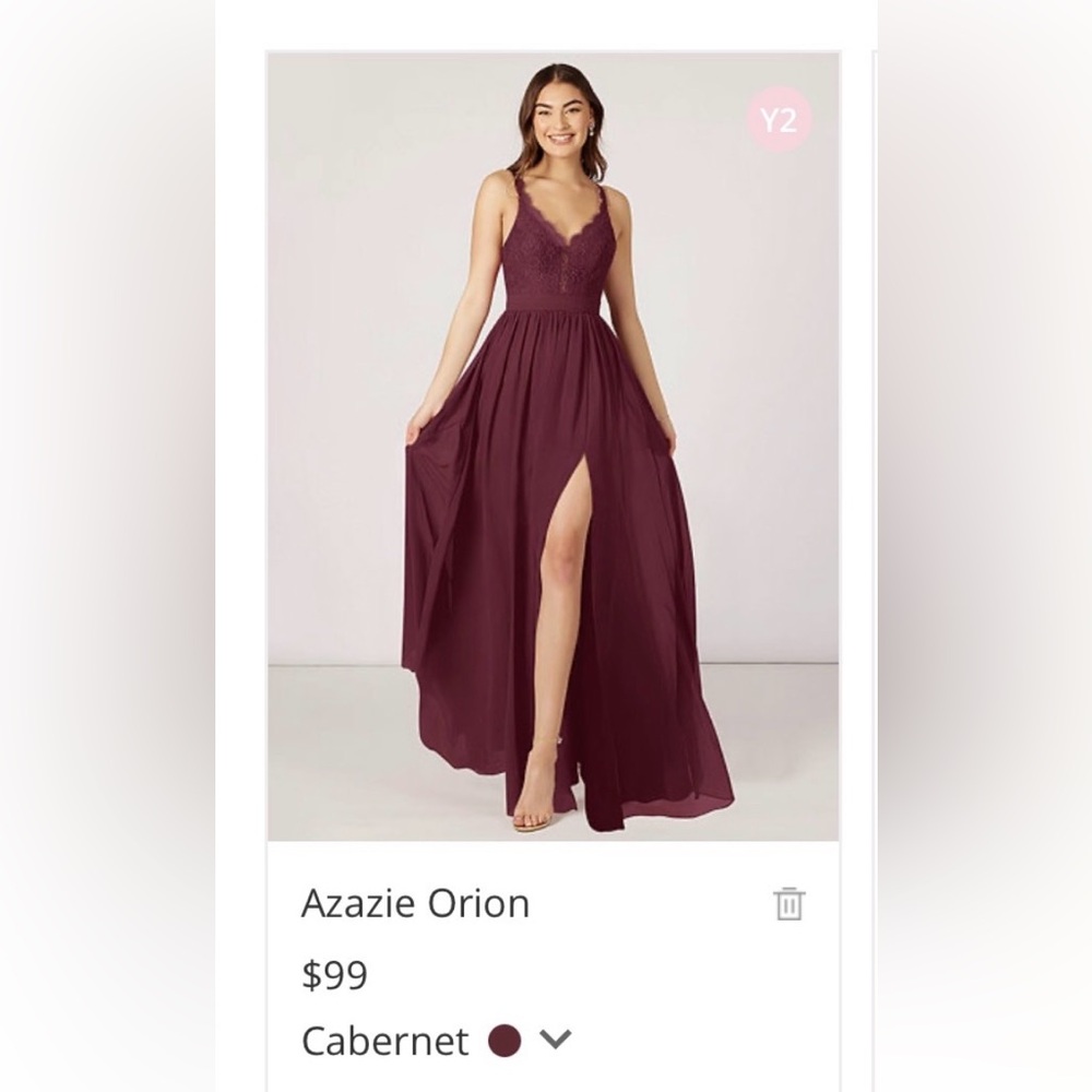 Azazie Orion Gown in Cabernet size A6